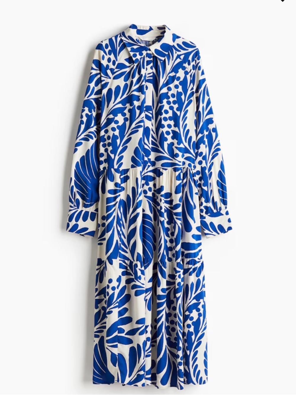 H&M Blue and White Floral Viscose Maxi Dress